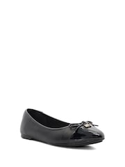 Dune London Black Ground Standard Fit Hallo Charm Trim Leather Ballet Shoes - Image 4 of 6