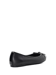 Dune London Black Ground Standard Fit Hallo Charm Trim Leather Ballet Shoes - Image 5 of 6