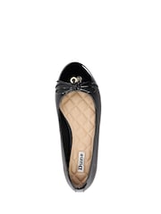 Dune London Black Ground Standard Fit Hallo Charm Trim Leather Ballet Shoes - Image 6 of 6