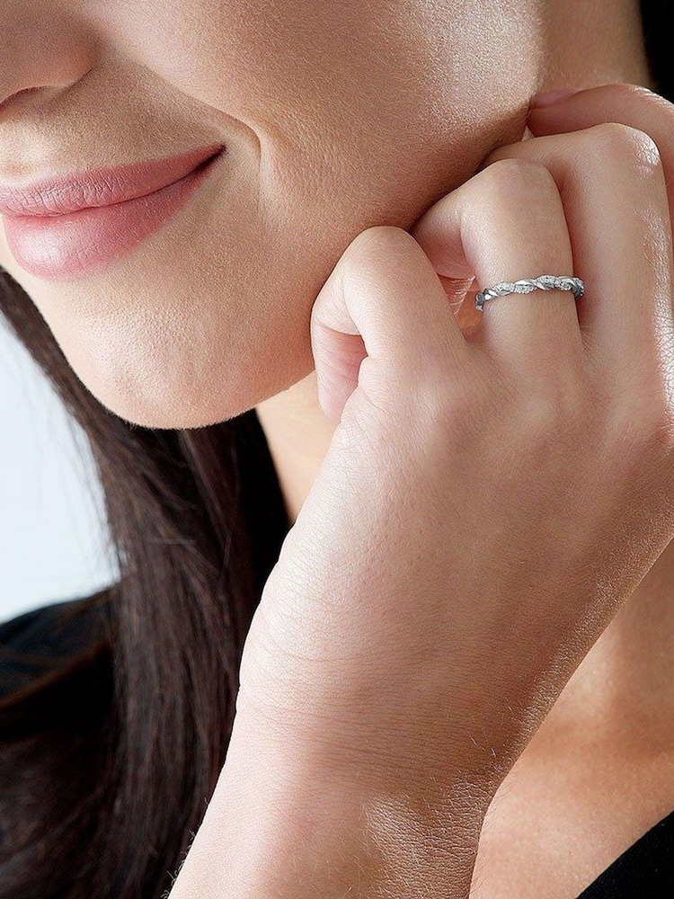 Beaverbrooks Platinum Diamond Twist Wedding Ring - Image 2 of 3