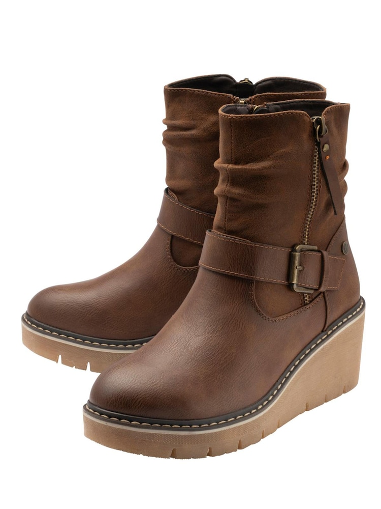 Lotus Brown Wedge Ankle Boots - Image 2 of 4 Lotus Brown Wedge Ankle Boots - Image 2 of 4