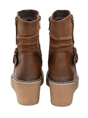 Lotus Brown Wedge Ankle Boots - Image 3 of 4
