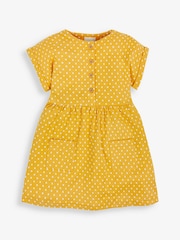 JoJo Maman Bébé Yellow Spot Button Front Dress - Image 1 of 4