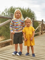 JoJo Maman Bébé Yellow Spot Button Front Dress - Image 4 of 4