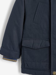 Navy Blue Shower Resistant Faux Fur Parka Coat (3mths-7yrs) - Image 6 of 12