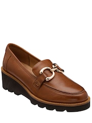 Lotus Brown Leather Wedge Loafers - Image 1 of 4