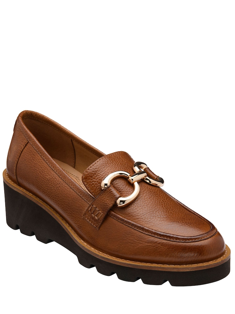 Lotus Brown Leather Wedge Loafers - Image 1 of 4 Lotus Brown Leather Wedge Loafers - Image 1 of 4