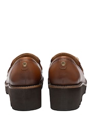 Lotus Brown Leather Wedge Loafers - Image 3 of 4