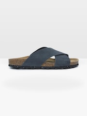 Celtic & Co. Blue Nubuck Cross-Over Slides - Image 2 of 7