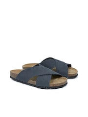 Celtic & Co. Blue Nubuck Cross-Over Slides - Image 5 of 7
