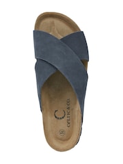 Celtic & Co. Blue Nubuck Cross-Over Slides - Image 6 of 7