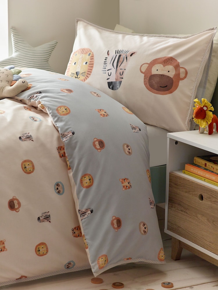 Ecru Safari Jungle Duvet Cover and Pillowcase Set - Image 3 of 10