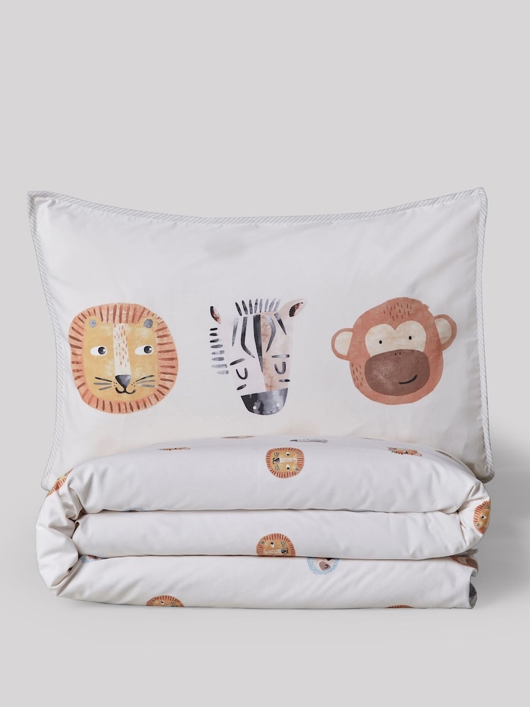 Ecru Safari Jungle Duvet Cover and Pillowcase Set - Image 9 of 10