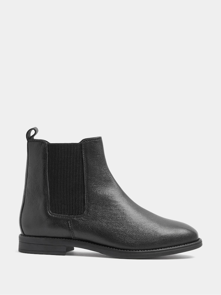 Evans Black Wide Fit Leather Chelsea Boots - Image 1 of 4 Evans Black Wide Fit Leather Chelsea Boots - Image 1 of 4