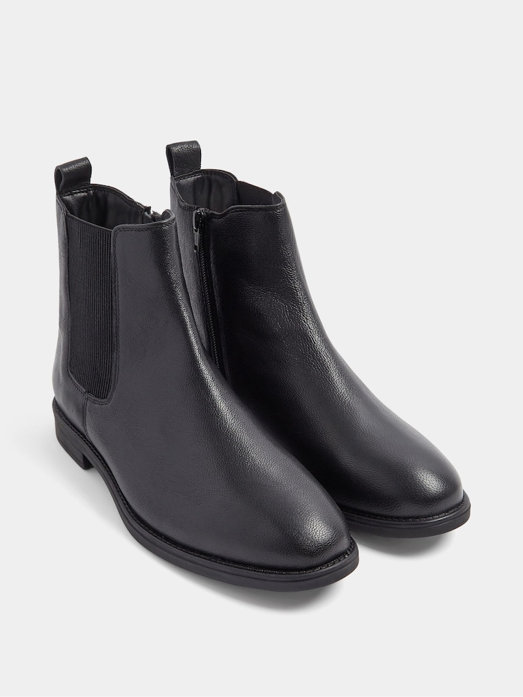 Evans Black Wide Fit Leather Chelsea Boots - Image 2 of 4 Evans Black Wide Fit Leather Chelsea Boots - Image 2 of 4