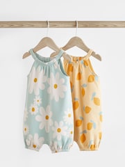 Modra/rumena limona - 100% Cotton dojenček haljica za igranje 2 komplet - Slika 1 iz 8