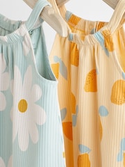 Modra/rumena limona - 100% Cotton dojenček haljica za igranje 2 komplet - Slika 5 iz 8