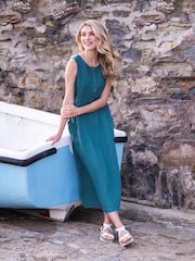 Celtic & Co. Ärmelloses Midikleid aus Leinen, Blau - Bild 3 von 7