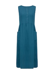 Celtic & Co. Ärmelloses Midikleid aus Leinen, Blau - Bild 4 von 7