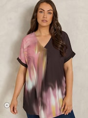 Evans Brown Blurred Floral Print Top - Image 1 of 6