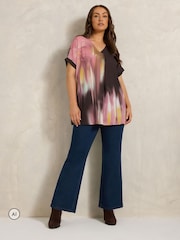 Evans Brown Blurred Floral Print Top - Image 2 of 6