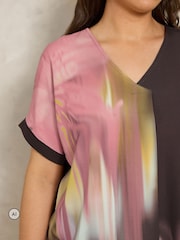Evans Brown Blurred Floral Print Top - Image 4 of 6