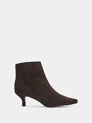Evans Brown Wide Fit Suede Kitten Heel Pointed Boots - Image 2 of 5