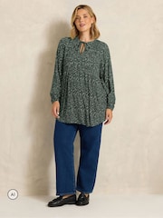 Evans Green Ditsy Tie Neck Blouse - Image 2 of 6