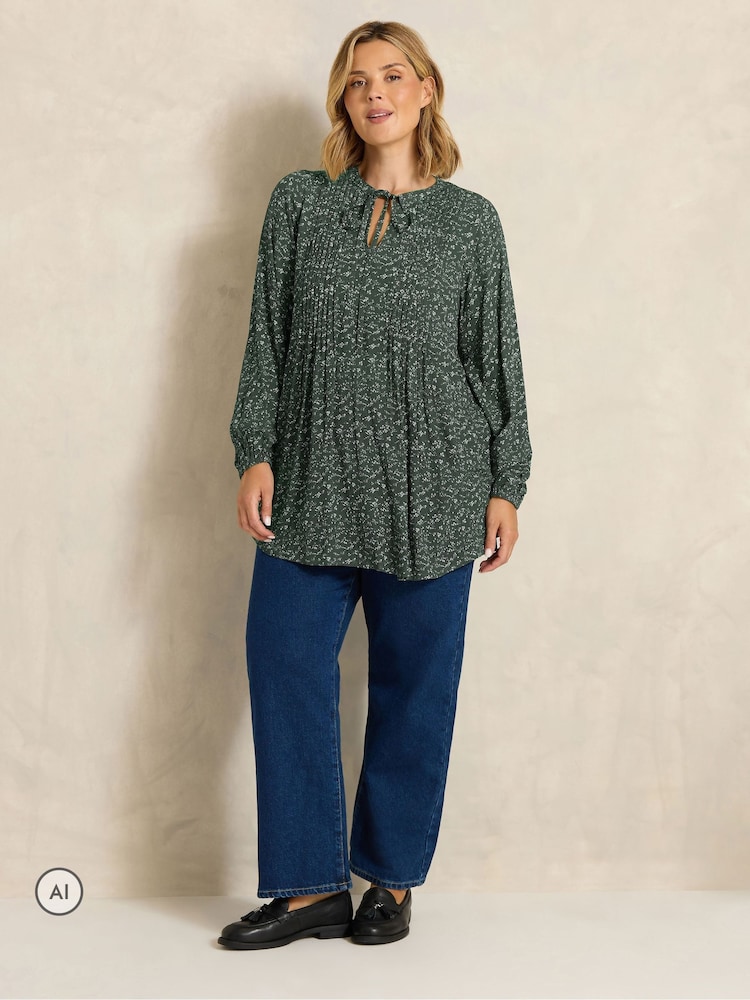 Evans Green Ditsy Tie Neck Blouse - Image 2 of 6 Evans Green Ditsy Tie Neck Blouse - Image 2 of 6