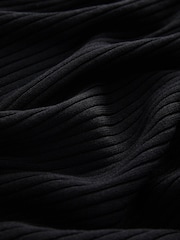 Black Ribbed Off The Shoulder Mini Jumper Dress - Image 6 of 6