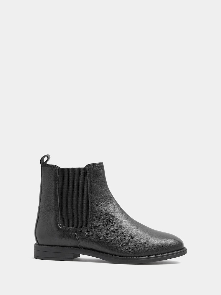 Evans Black Extra Wide Fit Leather Chelsea Boots - Image 1 of 4 Evans Black Extra Wide Fit Leather Chelsea Boots - Image 1 of 4