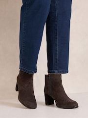 Evans Brown Extra Wide Fit Suede Shoe Boots - Image 1 of 4