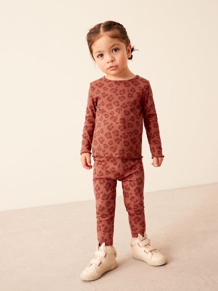 Animal Print Rib Jersey Leggings (3mths-7yrs) - Image 1 of 6 Animal Print Rib Jersey Leggings (3mths-7yrs) - Image 1 of 6