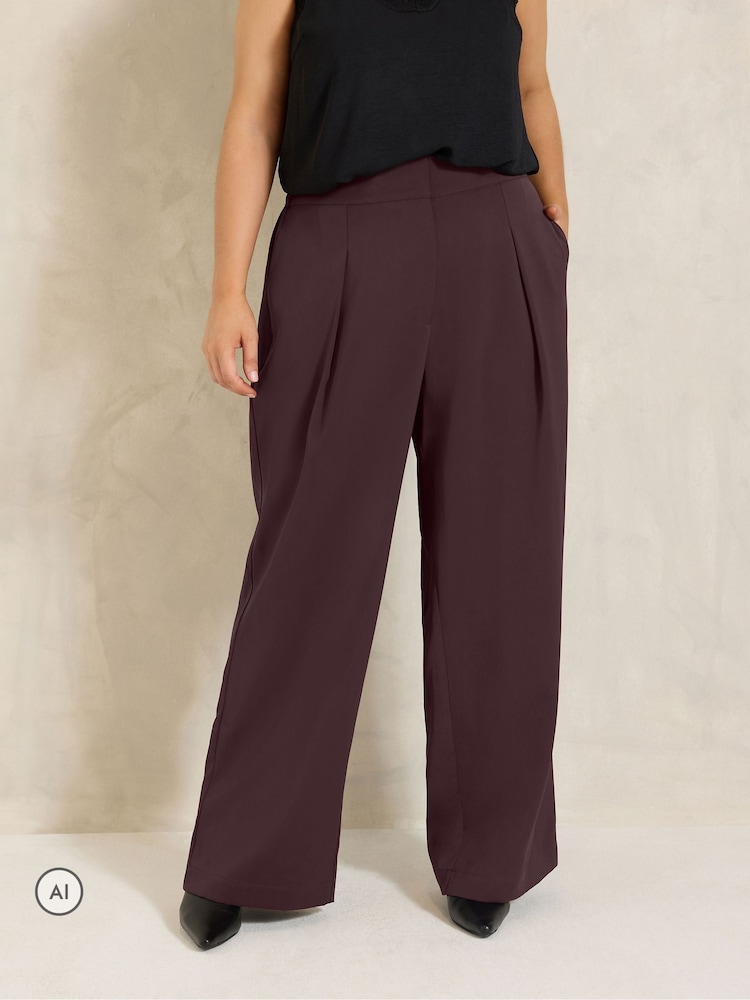 Evans Red Pleated Front Trousers - Image 1 of 6 Evans Red Pleated Front Trousers - Image 1 of 6