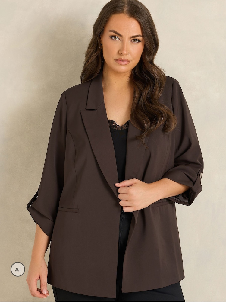 Evans Brown Relaxed Fashion Blazer - Image 1 of 6