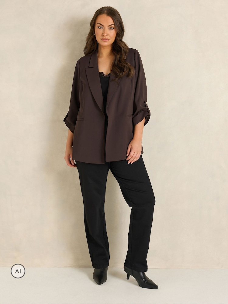 Evans Brown Relaxed Fashion Blazer - Image 2 of 6