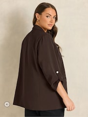 Evans Brown Relaxed Fashion Blazer - Image 3 of 6