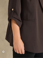 Evans Brown Relaxed Fashion Blazer - Image 4 of 6