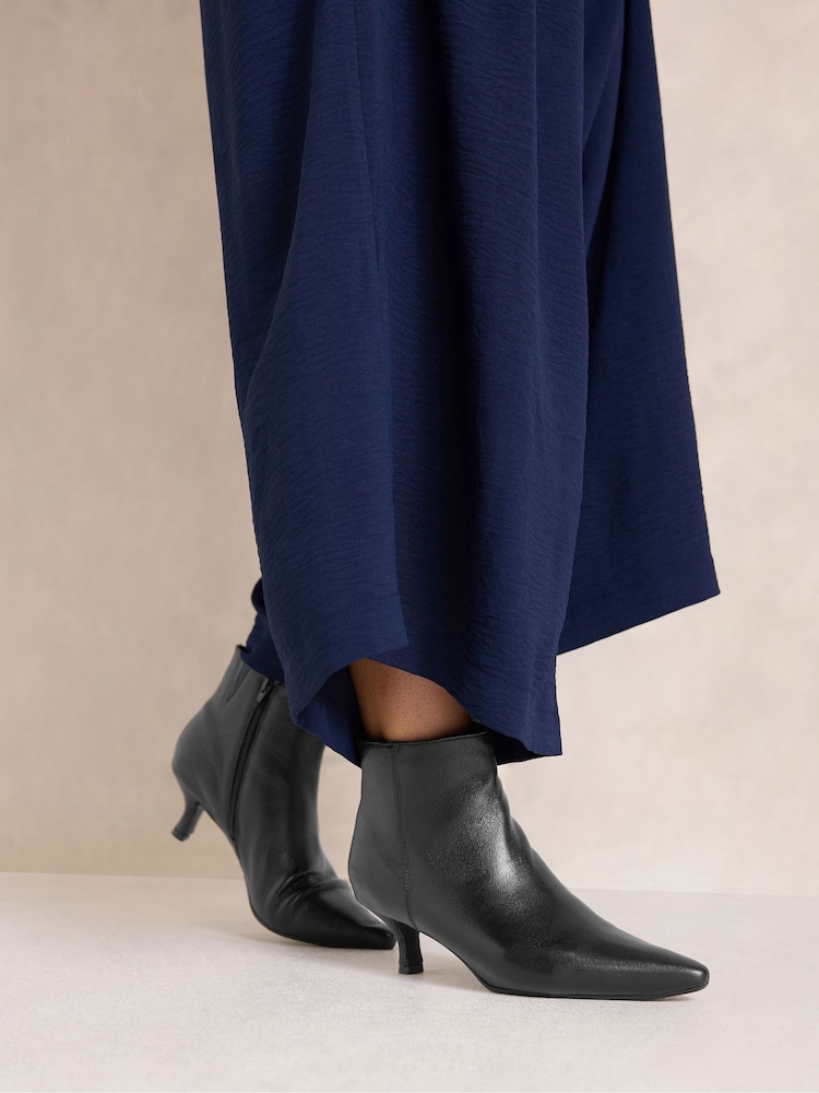 Evans Black Wide Fit Suede Kitten Heel Pointed Boots - Image 1 of 5 Evans Black Wide Fit Suede Kitten Heel Pointed Boots - Image 1 of 5