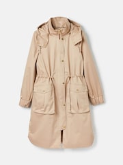 Joules Harpsden Beige Waterproof Long Raincoat with Hood - Image 12 of 13