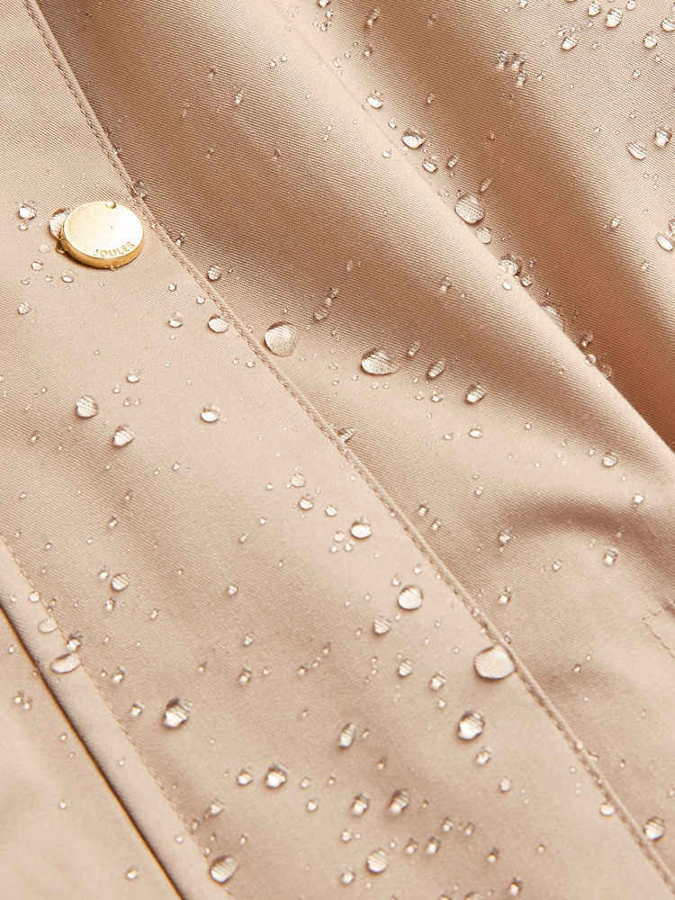 Joules Harpsden Beige Waterproof Long Raincoat with Hood - Image 2 of 3