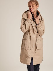 Joules Harpsden Beige Waterproof Long Raincoat with Hood - Image 5 of 13