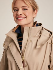 Joules Harpsden Beige Waterproof Long Raincoat with Hood - Image 6 of 13