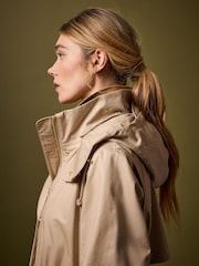 Joules Harpsden Beige Waterproof Long Raincoat with Hood - Image 9 of 13