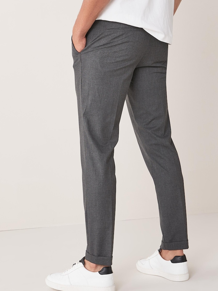 Grey Check Skinny Fit Trousers With Motionflex Waistband - Image 1 of 8