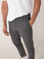 Grey Check Skinny Fit Trousers With Motionflex Waistband - Image 6 of 8