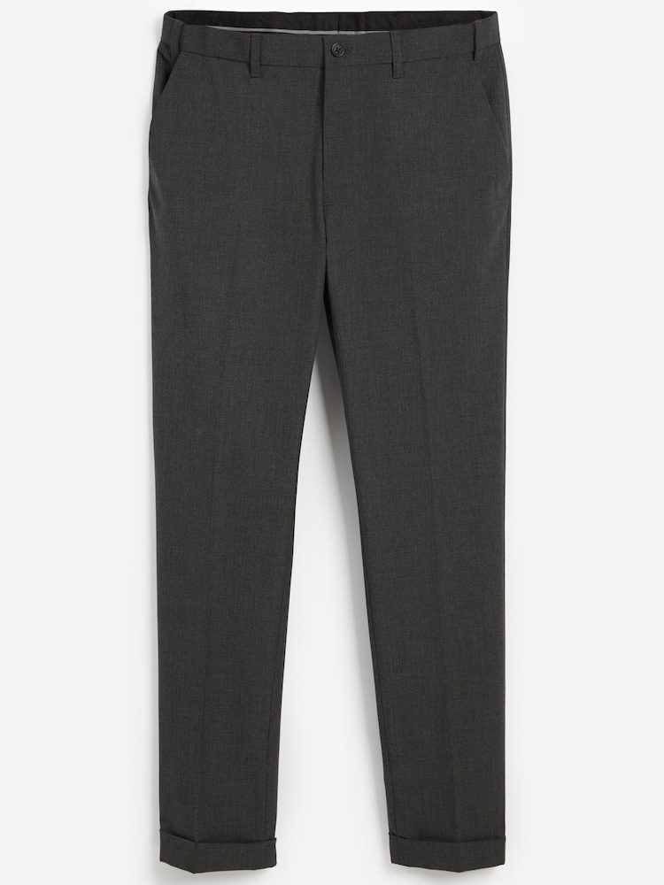 Grey Check Skinny Fit Trousers With Motionflex Waistband - Image 8 of 8