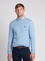 U.S. Polo Assn. Blue Mens Cotton Crew Neck Jumper - Image 1 of 7
