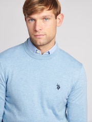 U.S. Polo Assn. Blue Mens Cotton Crew Neck Jumper - Image 4 of 7