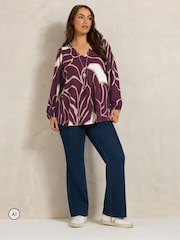 Evans Red Balloon Sleeve Pleated All Over Print Top - Image 2 of 6